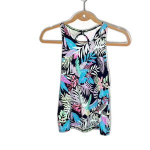 Art Class Palm Print Sleeveless Dress Black Purple Size XS 4/5 Girls NWT